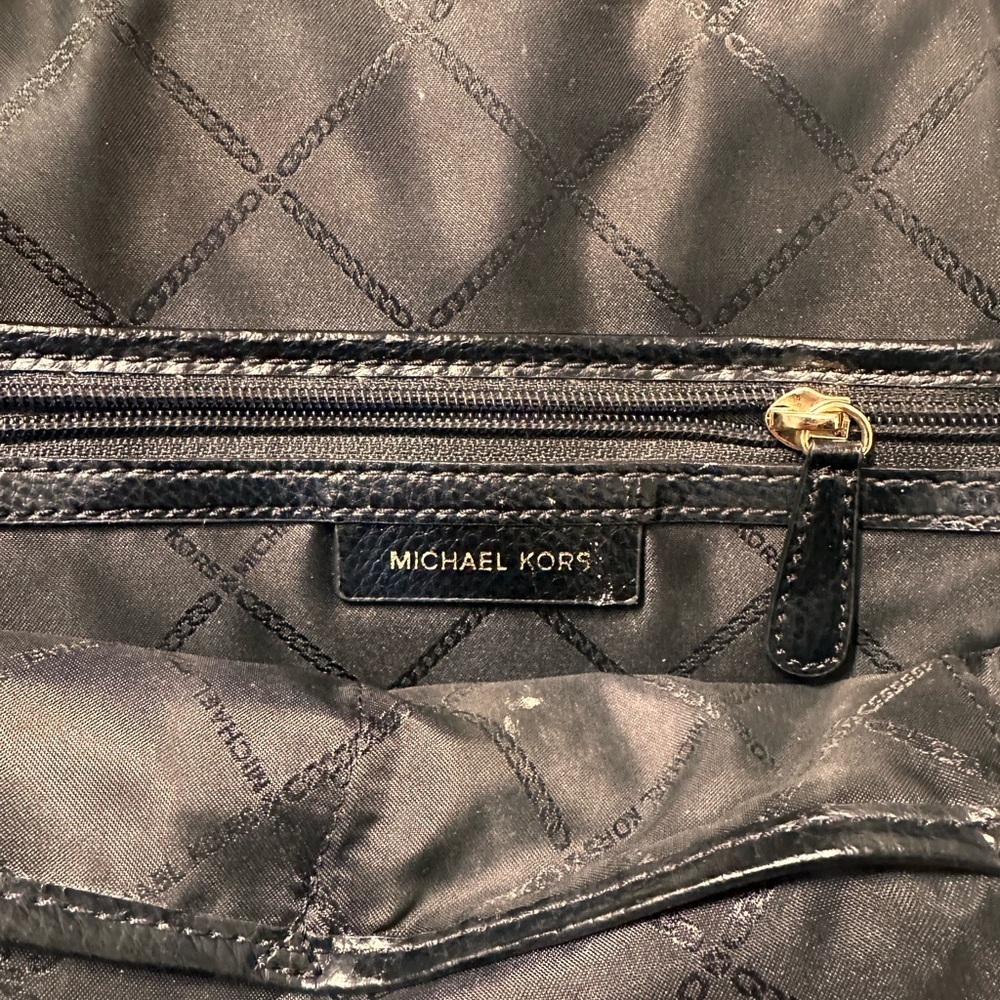 Michael Kors Black Textured Backpack with Gold Accents - Picture 4 of 9